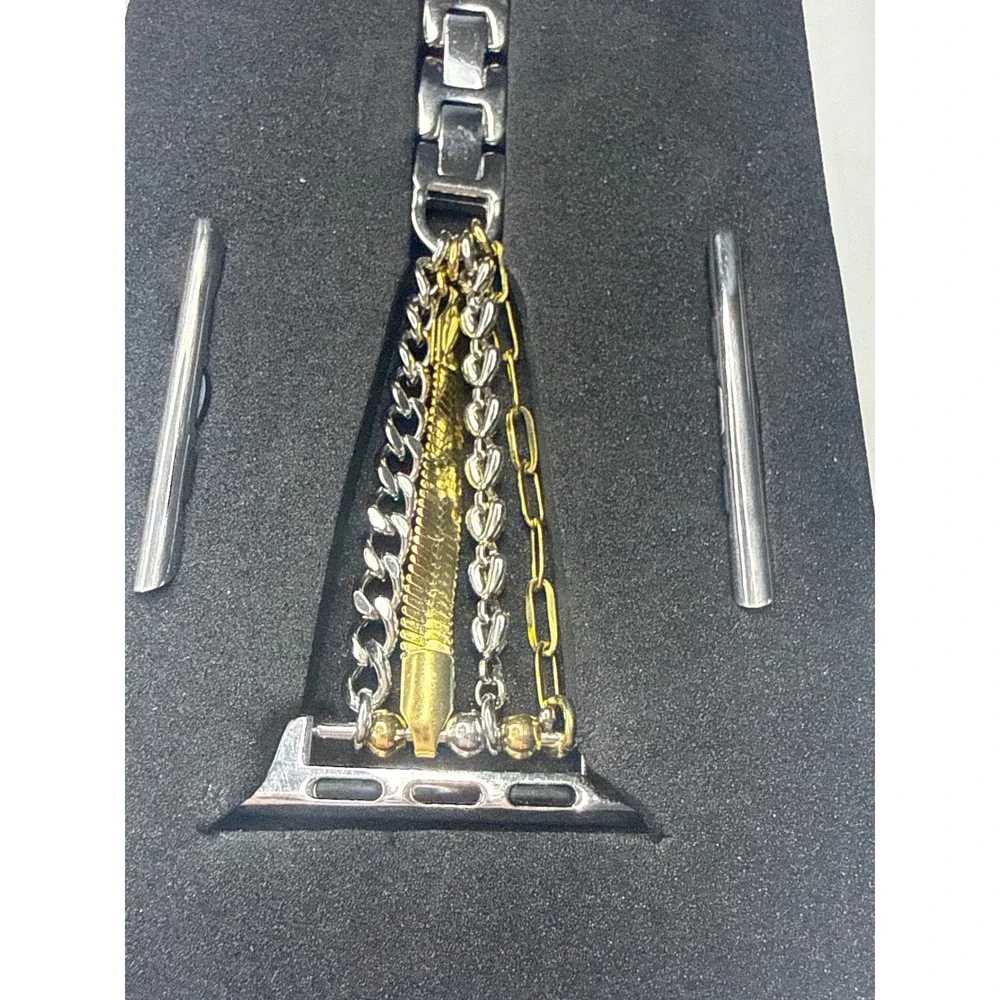 Posh Tech Mixed Metal Multi Strand Chain Band for Apple Watch Silver Gold Tone